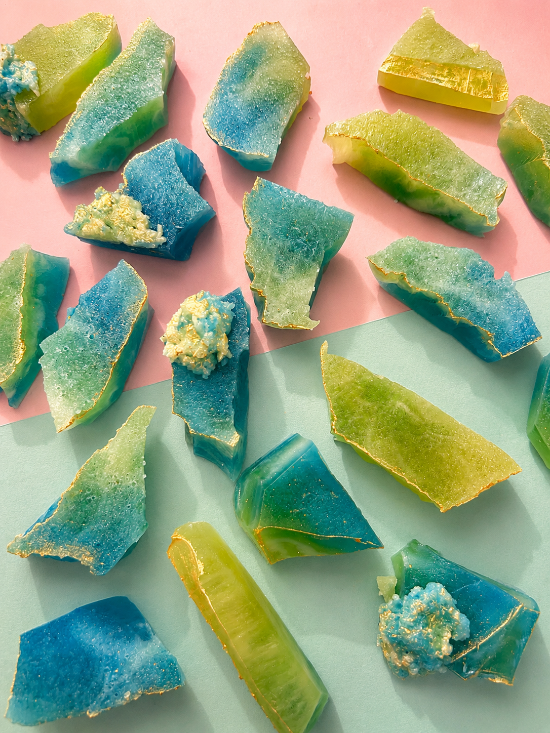 Apple and Raspberry Edible Fluorite Stones