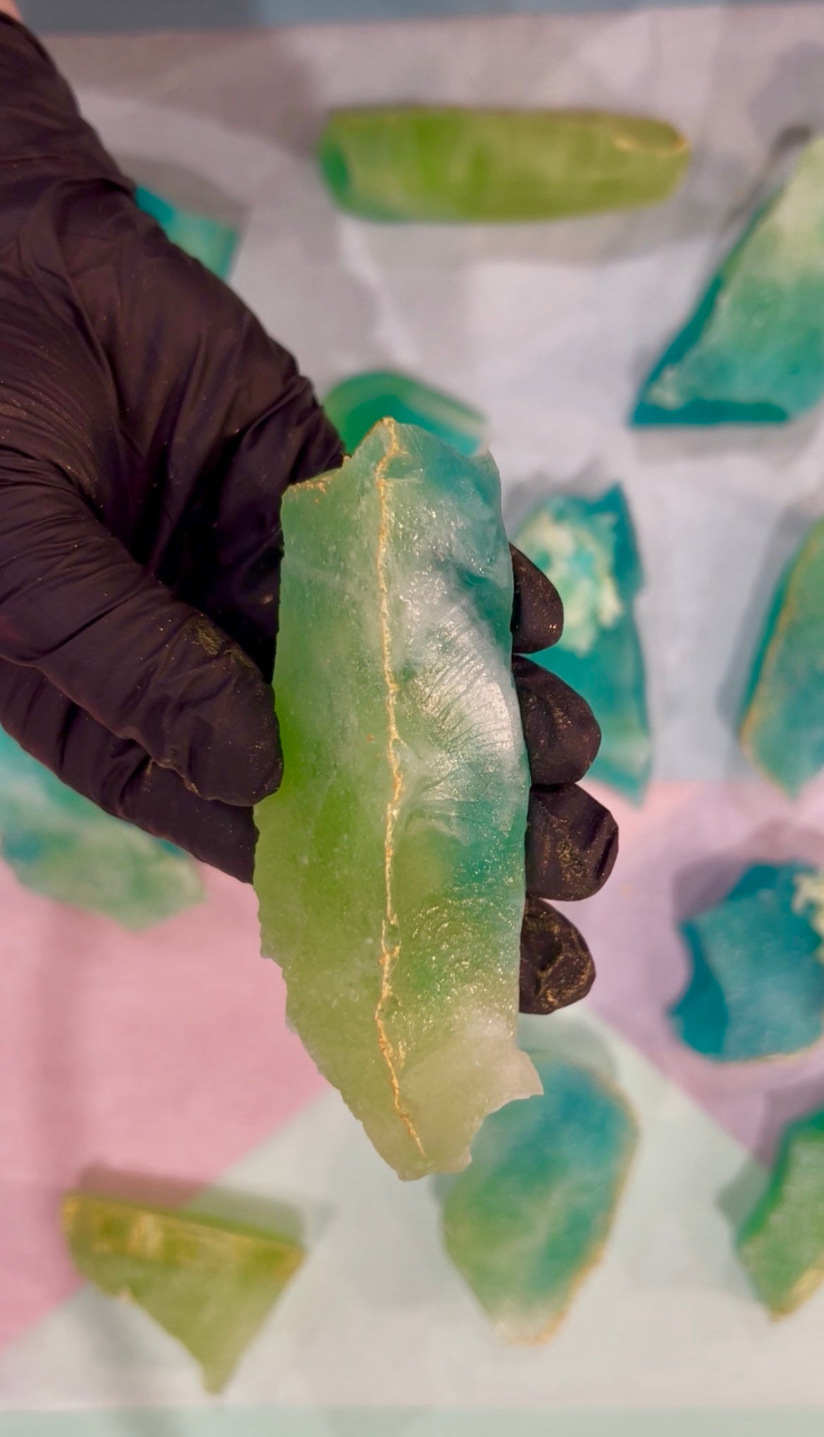 Apple and Raspberry Edible Fluorite Stones