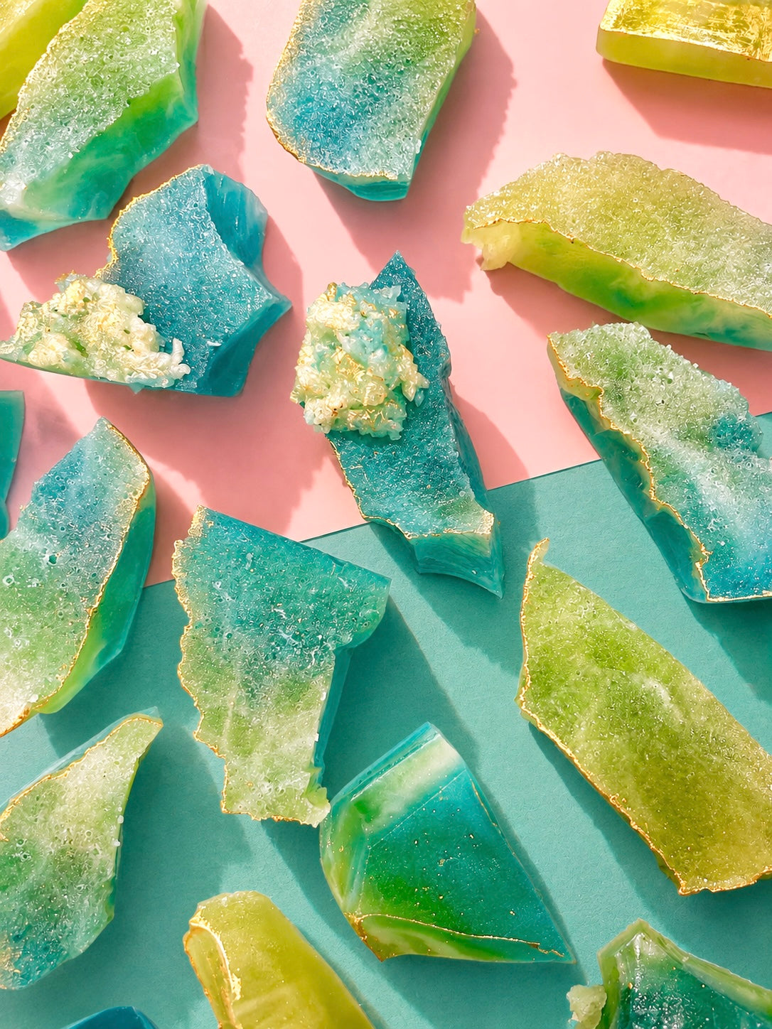Apple and Raspberry Edible Fluorite Stones